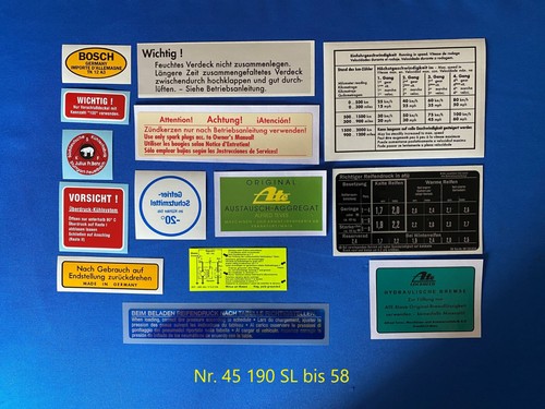 Aufklebersatz 190sl bis bj - bis,